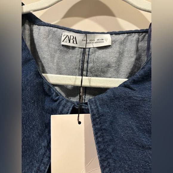 Zara Blue Buttoned Mini Dress with Sailor Collar - Picture 10 of 10